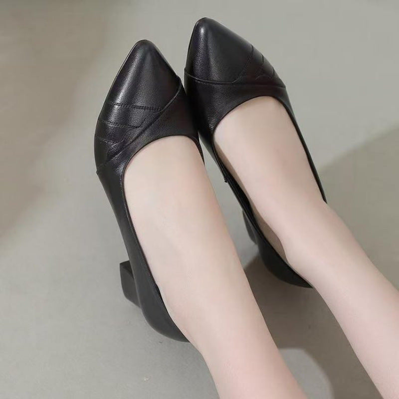 Damen Pumps Hochhackig mit Blockabsatz und Glattleder