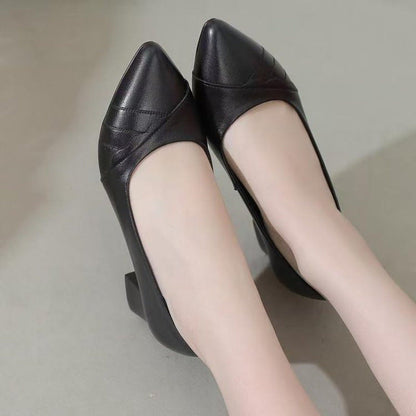 Damen Pumps Hochhackig mit Blockabsatz und Glattleder