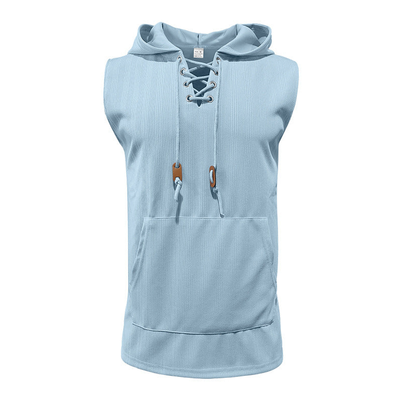 Herren Kapuzen-Shirt Ärmellos Schnürung Modern Sportlich
