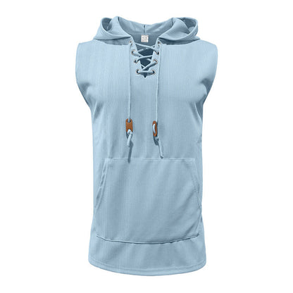 Herren Kapuzen-Shirt Ärmellos Schnürung Modern Sportlich