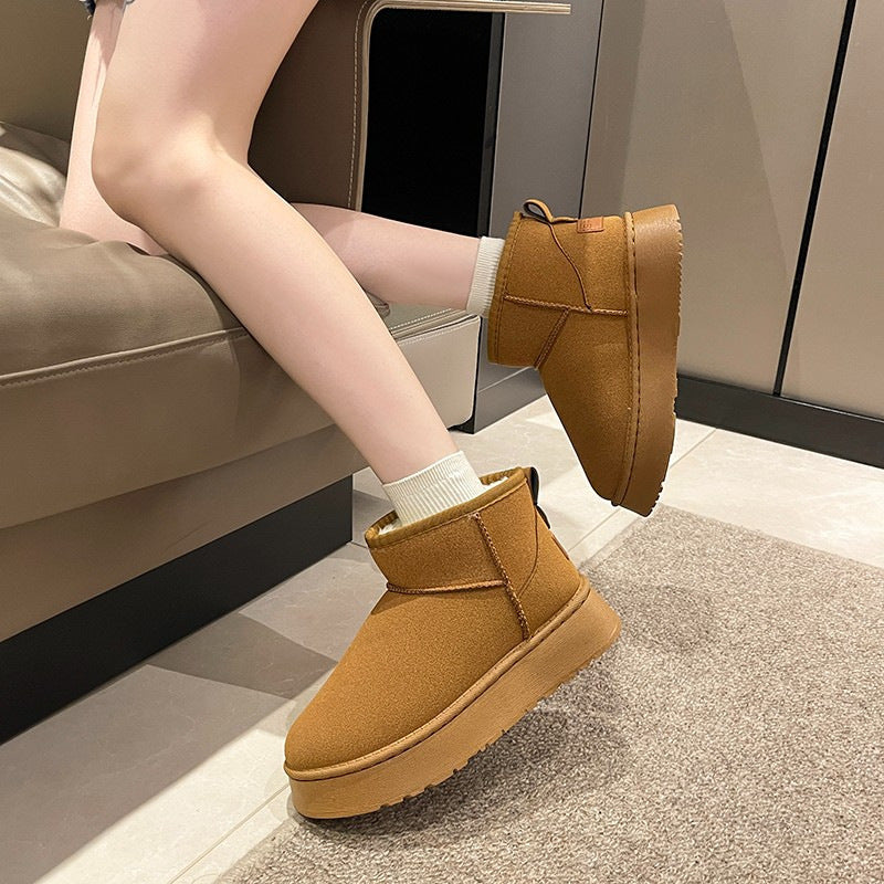 Damen Fleece Stiefeletten Warm Bequem Winter