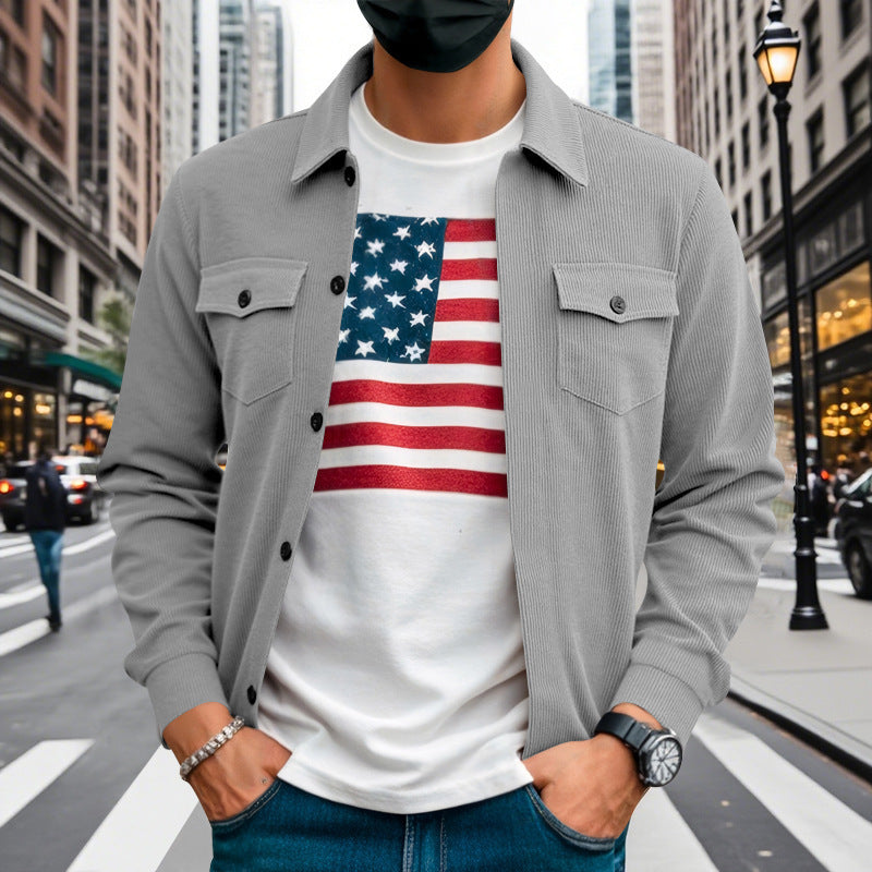 Herren Hemdjacke Lässig Strukturiert Modern