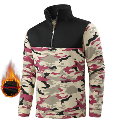 Herren Fleece-Pullover Isolierend Warm mit Stehkragen und Reißverschluss