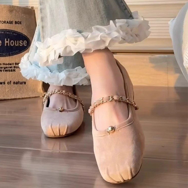 Damen Ballerinas Elegante mit Kettenriemen Bequem