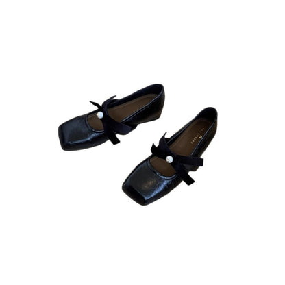 Damen Slipper Elegante Schleife Perl Detail