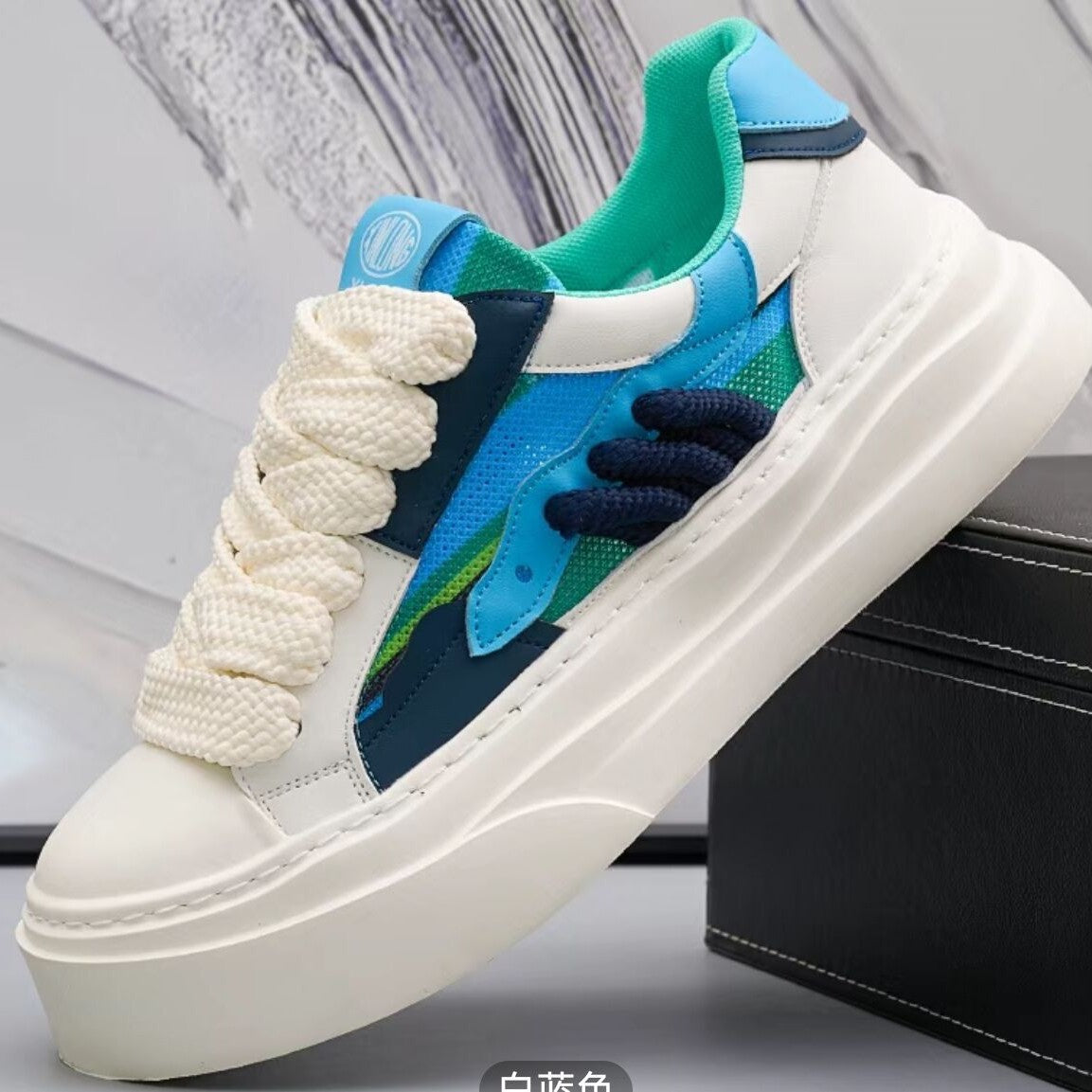Damen Sneaker Plattform Schuhe Bequem Grafik Design