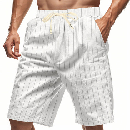 Herren Shorts mit Streifenmuster Elastisch Kordelzug Sommer
