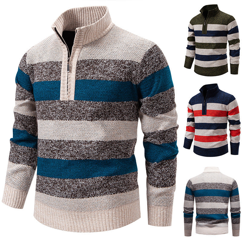 Herren Strickpullover Modern mit Kontraststreifen - BerlinGlamour