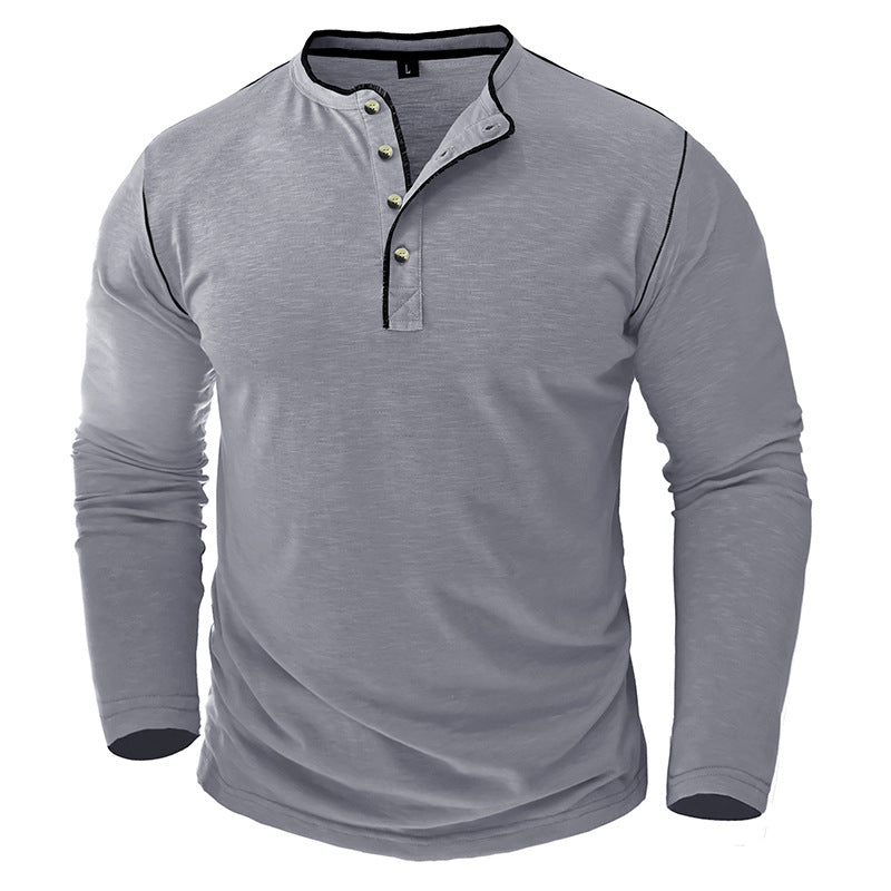 Herren Langarmshirt Komfortabel Mit Knöpfen Modern