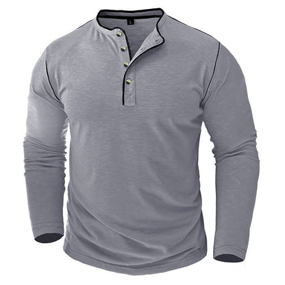 Herren Langarmshirt Komfortabel Mit Knöpfen Modern