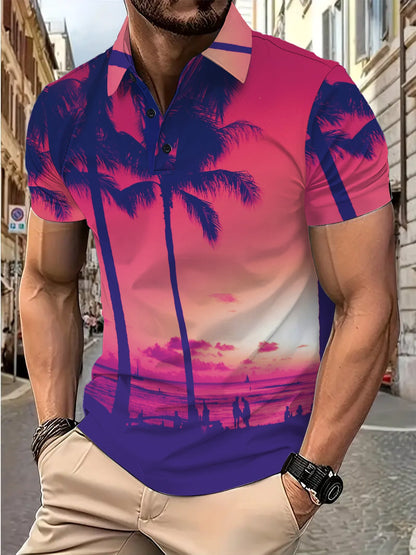 Herren Polohemd Modern Tropisches Design Kurzarm