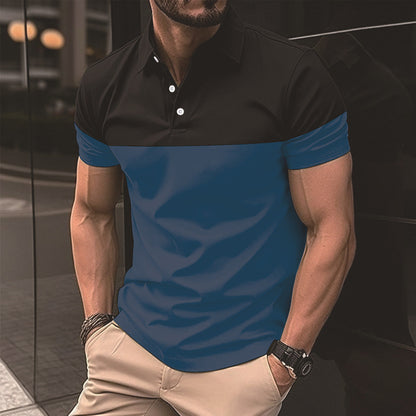 Herren Poloshirt Farbblock Design Modern Berlin Style
