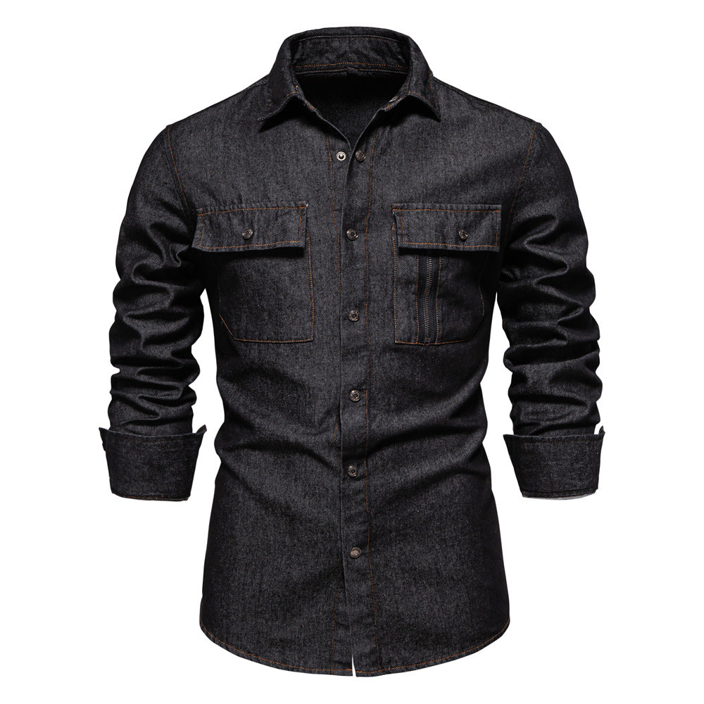 Herren Jeanshemd Modern Slim Fit Blau