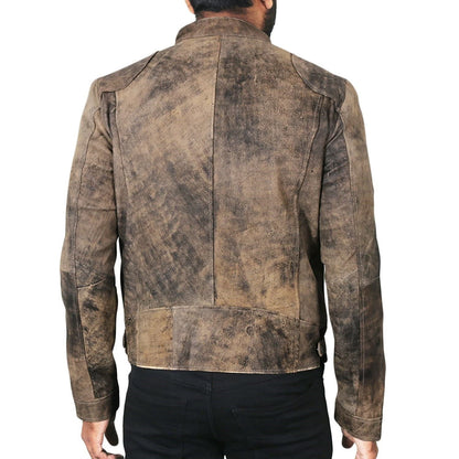 Lederjacke Herren Stehkragen Schwarz Ledermantel