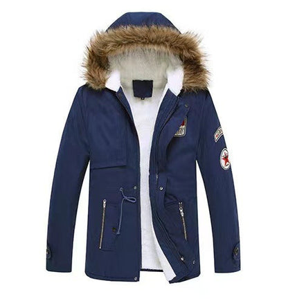 Herren Winterjacke Stylisch Mit Abnehmbarer Kapuze Schwarz