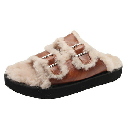 Damen Clogs Bequem Verstellbar Flauschig Winter