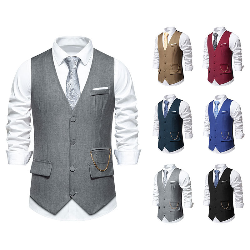 Herren Anzugweste Elegante Slim Fit Mit Taschen - BerlinGlamour