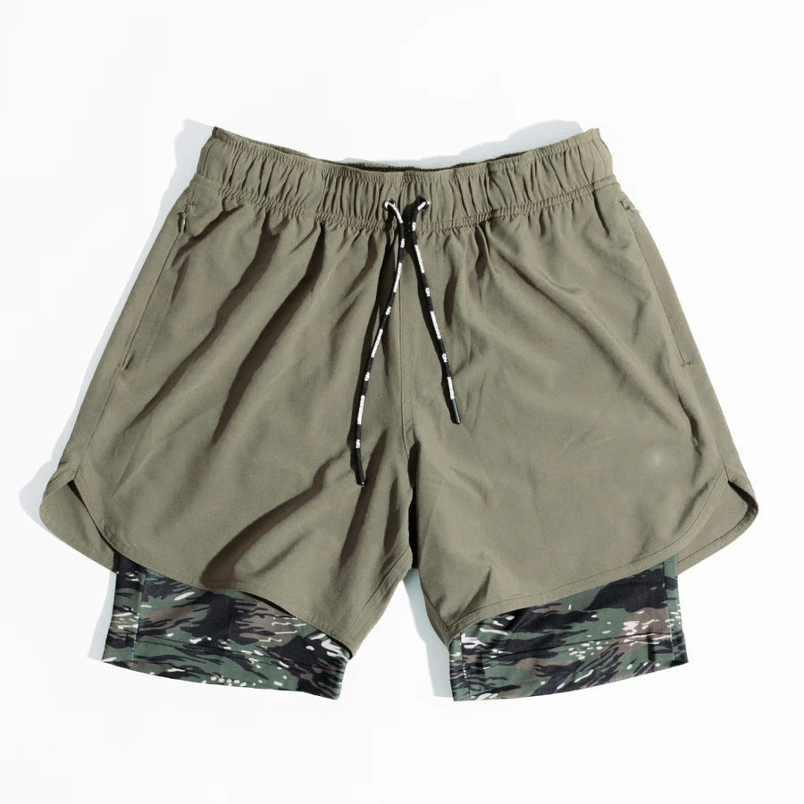 Herren Trainingsshorts atmungsaktiv mit Kompressionsunterhose elastisch