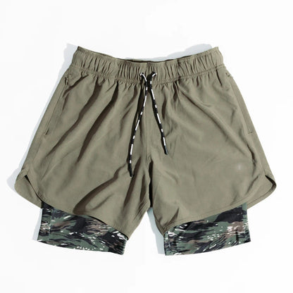 Herren Trainingsshorts atmungsaktiv mit Kompressionsunterhose elastisch