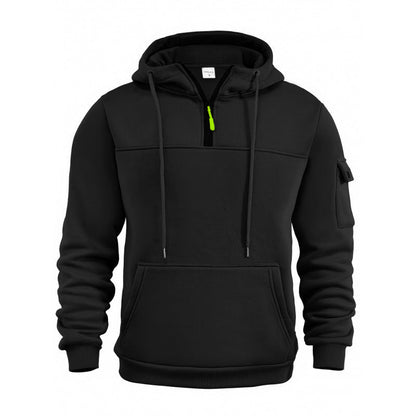 Herren Pullover Kapuzenpullover Funktional mit Taschen Schwarz
