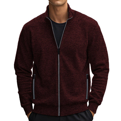 Herren Fleecejacke Sportlich Reißverschluss Kontrast - BerlinGlamour