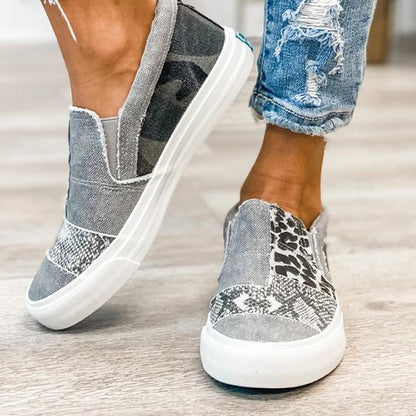 Damen Sneaker Slip-On Muster Mix Farben Trendy