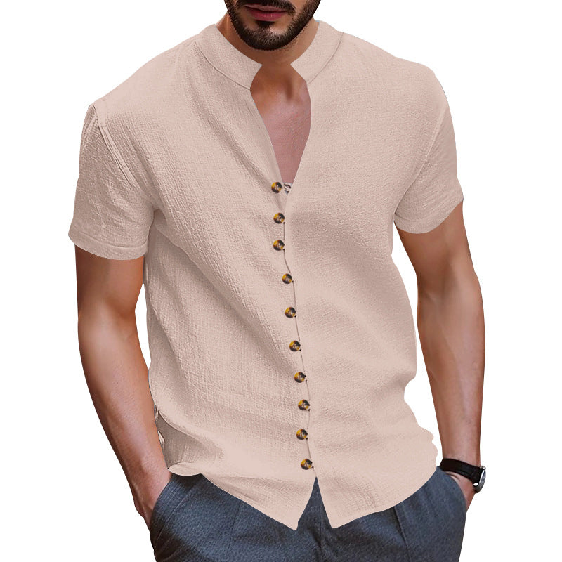 Herren Kurzarmhemd Modern Knopfdesign Slim Fit