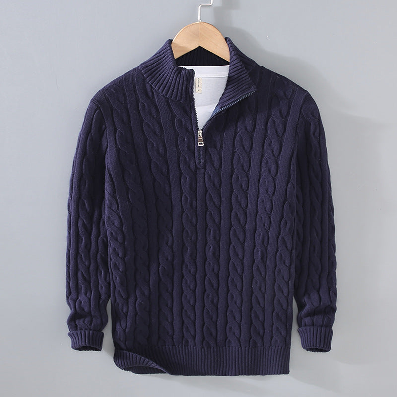 Herren Pullover Baumwolle Halbzippjacke Bequem