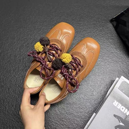 Damen Sneaker Bequem Pompon Design Weiße Sneakers Frauen