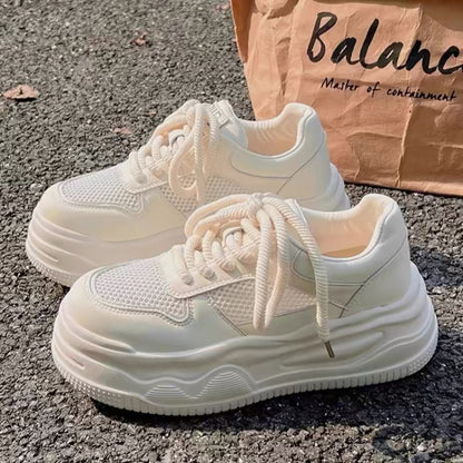 Damen Plateau Sneaker Atmungsaktiv Mode Schuhe
