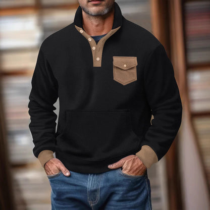 Herren Kapuzenpullover Modern mit Kragen und Tasche - BerlinGlamour