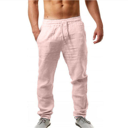 Herren Leinenhose Relaxed Fit Bequem mit Kordelzug