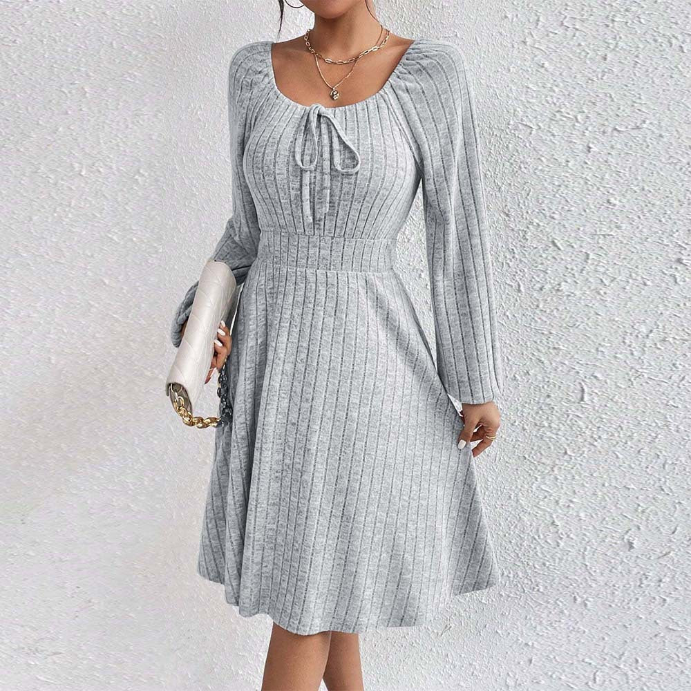 Damen Midi-Kleid Elastisch Raffung Modisch