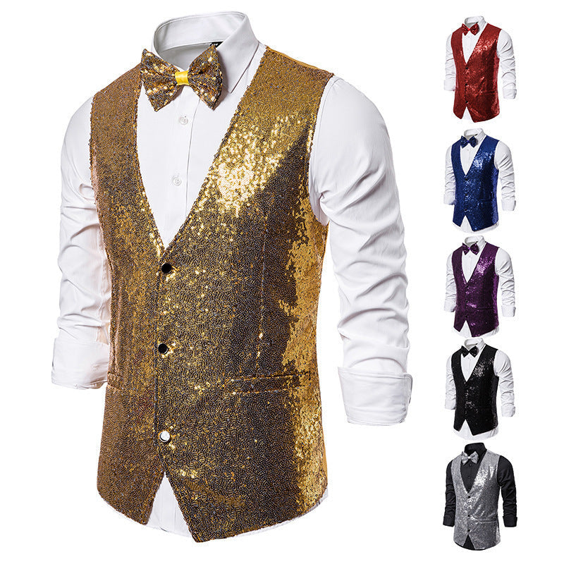 Herren Weste Glitzer Sequin Modern Berlin Style