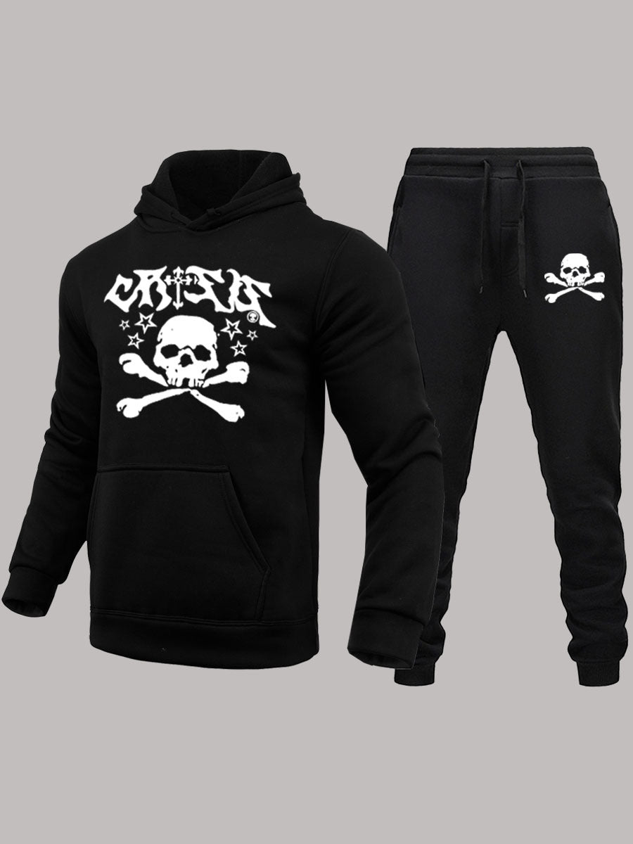 Herren Hoodie Jogginghose Set Totenkopf Design Streetwear