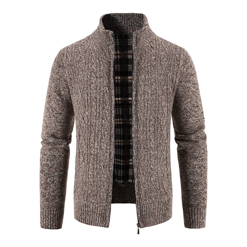 Herren Strickjacke Struktur Optik Hochkragen Modern