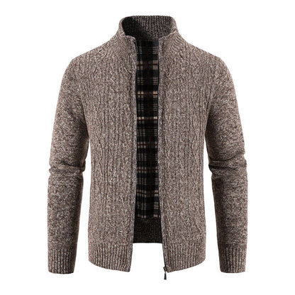 Herren Strickjacke Struktur Optik Hochkragen Modern