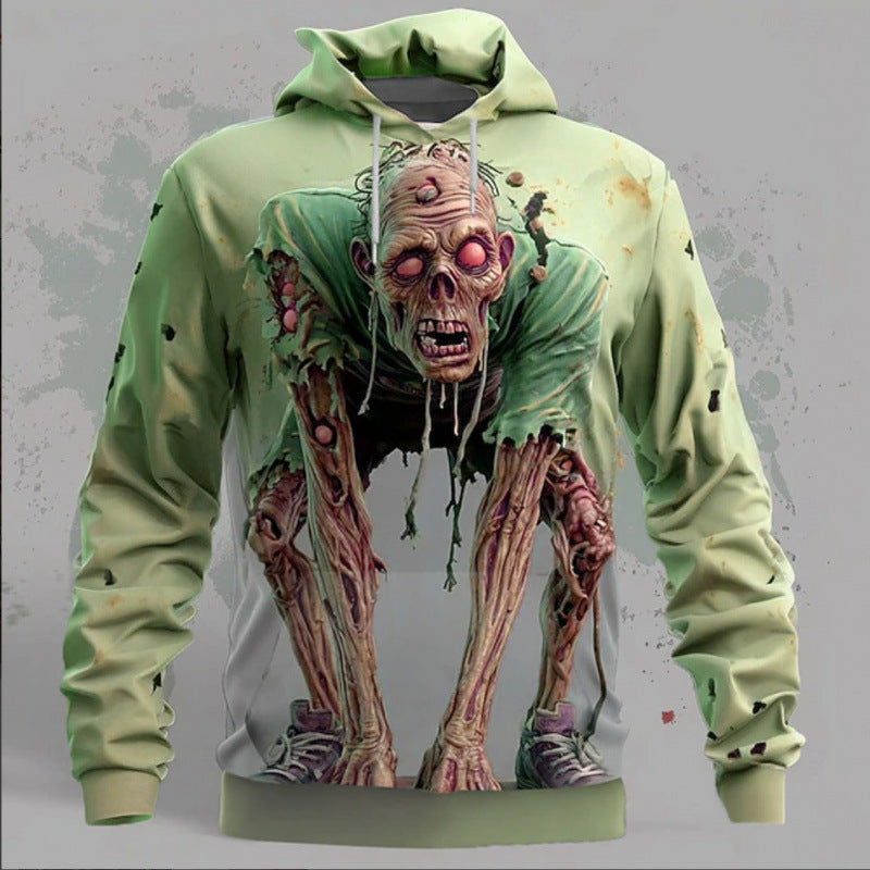 Herren Kapuzenpullover Zombie Motiv Grau Cool