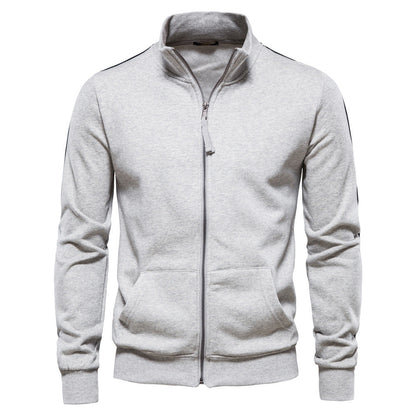 Herren Sweatjacke Hochkragen Reißverschluss Kapuze Warm