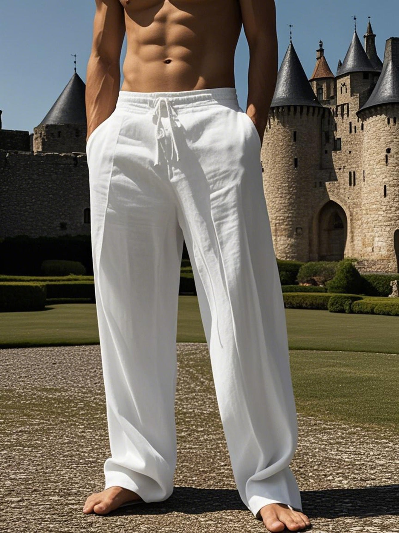 Leichte Herren Sommerhose Linen Beige