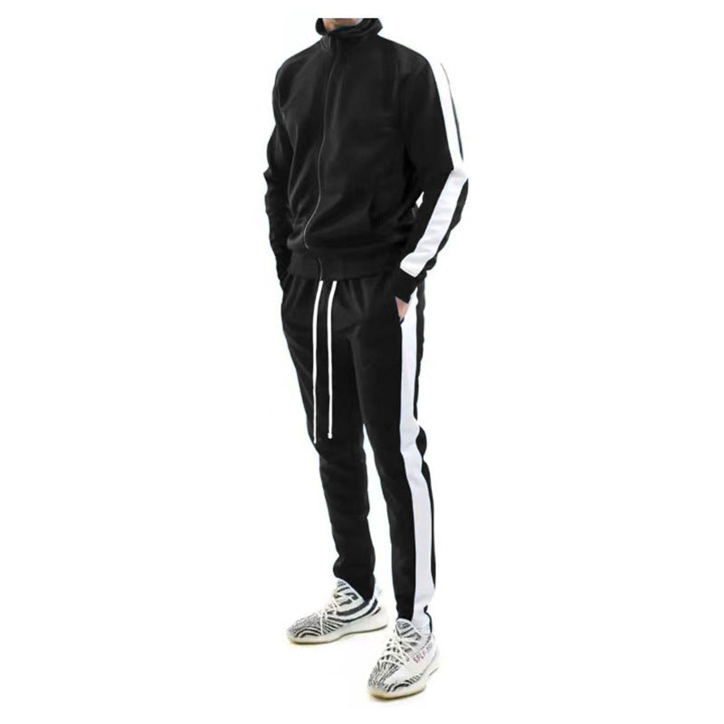 Herren Sportanzug mit hohem Kragen und Streifen Modern