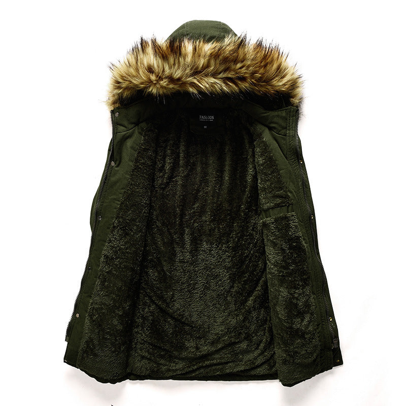 Herren Winterjacke Warm mit Abnehmbarem Kunstfellkragen