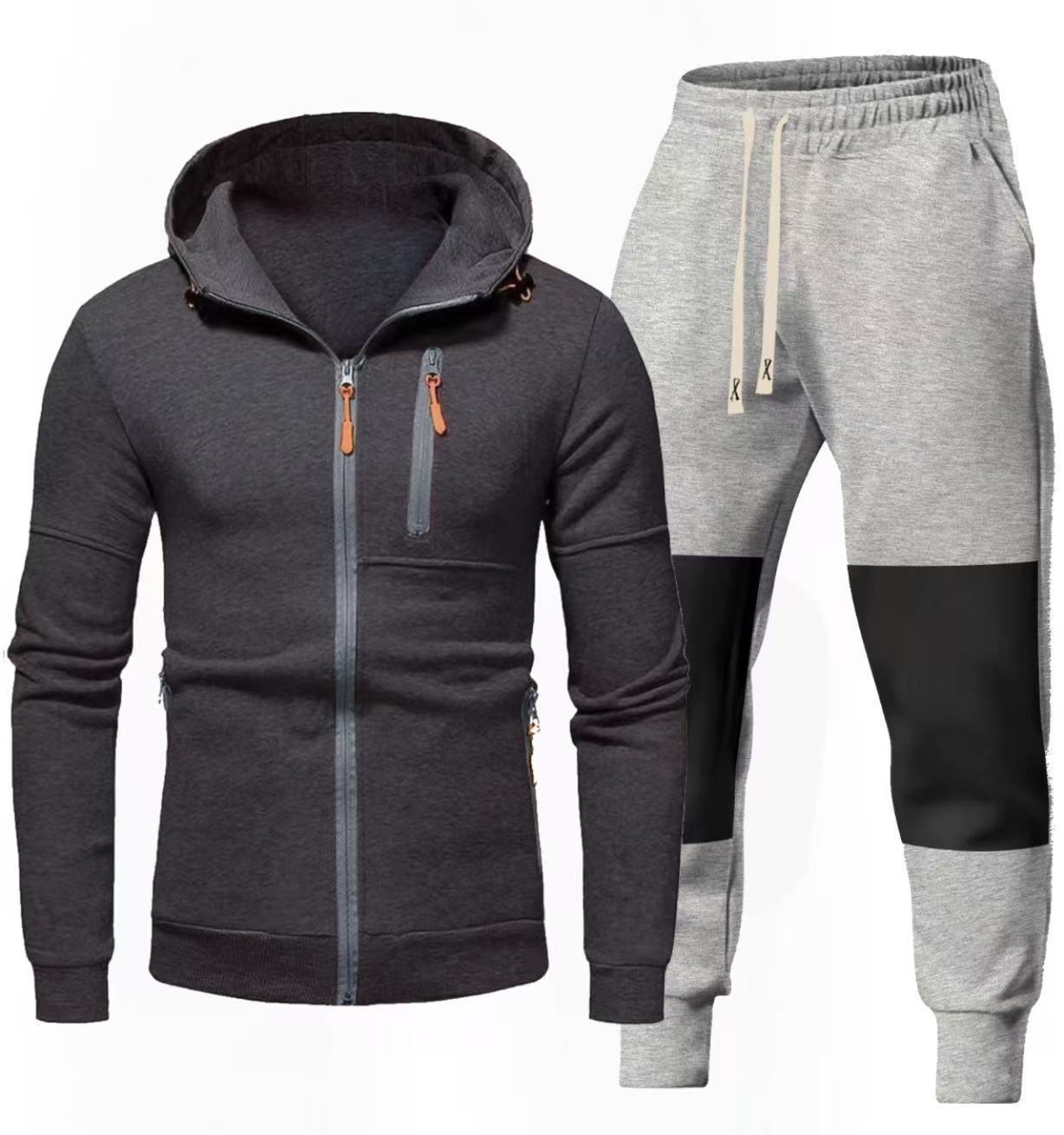 Herren Sportset Hoodie Jogginghose mit Reißverschlusstaschen