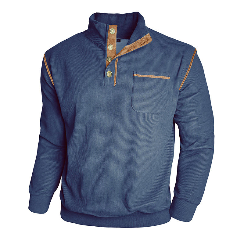 Herren Pullover Stehkragen mit Brusttasche Bequem