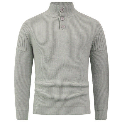 Herren Pullover mit Rippstruktur und Halbreißverschluss Modern