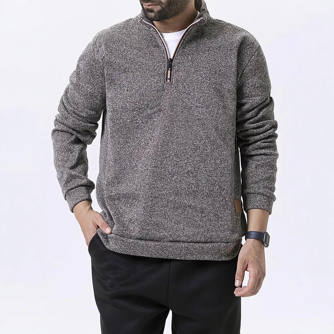 Herren Fleece Pullover Strukturiert Halbzipp