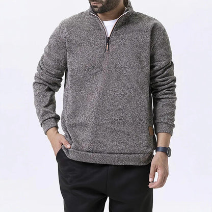 Herren Pullover Stehkragen Reißverschluss Strukturiert Modern