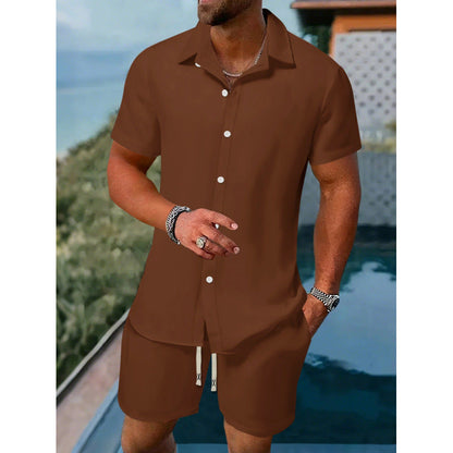 Herren Sommer Set Kurzarmhemd Shorts Relaxed Fit - BerlinGlamour