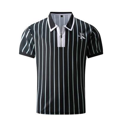 Herren Poloshirt Kurzarm Streifenmuster Modern