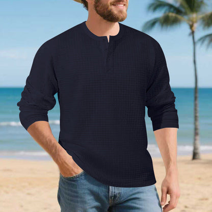 Herren Langarmshirt Elegantes mit Knöpfen und Struktur